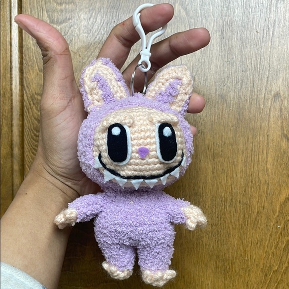 handmade Cute Purple Labubu Keychain Plush